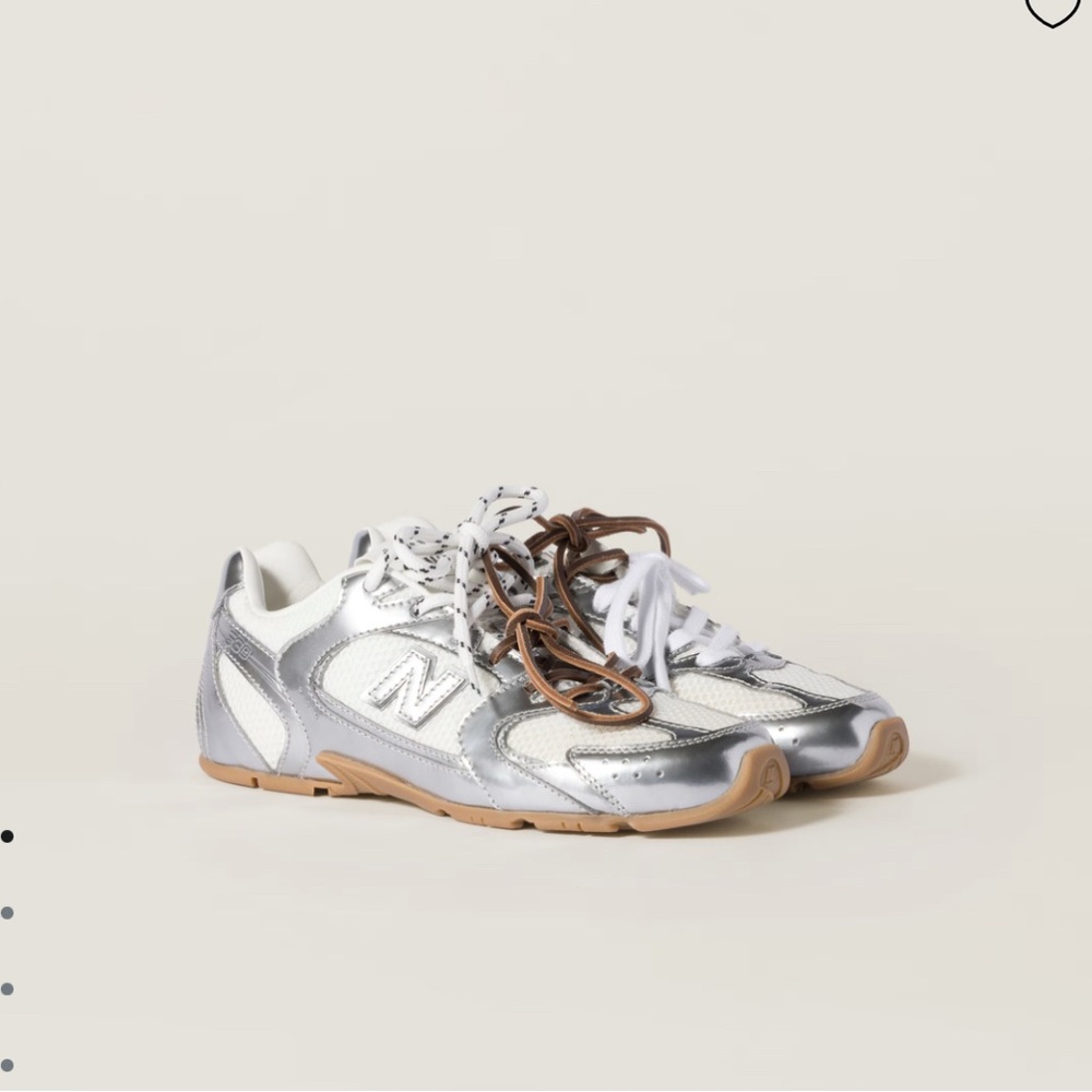 New Balance X Miu Miu 530 SL metallic leather and mesh sneakers